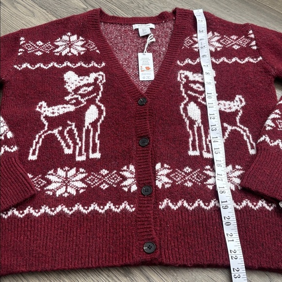 Haute Hippie | NWT Burgundy Sweater Cardigan with Deer Pattern Sz Small - Picture 8 of 12